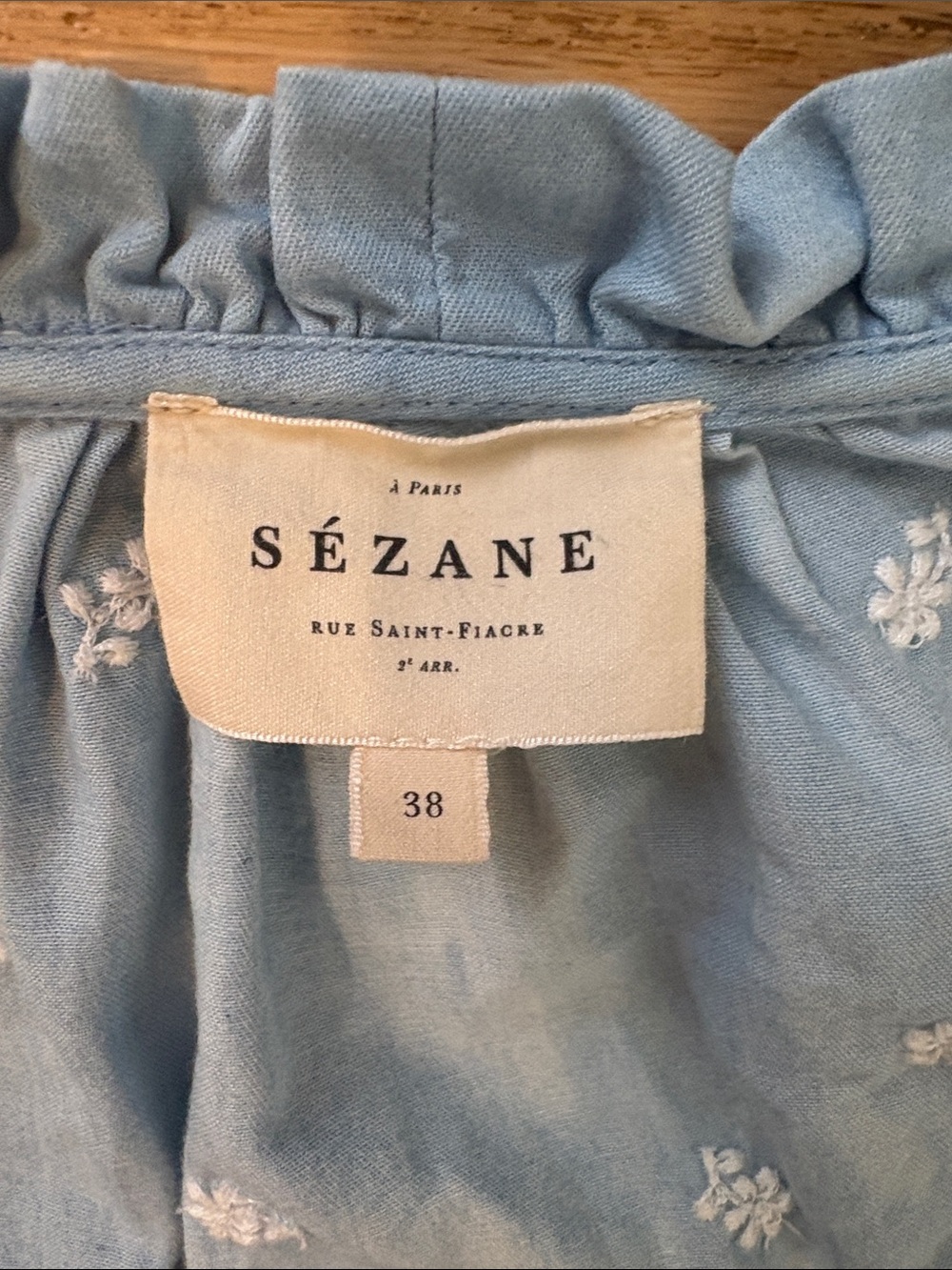 Sezane Kellia Shirt Light Denim - Size 6 - Picture 6 of 8